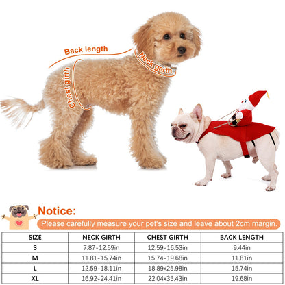 US Local S-M-L-XL Options -- 1Pc Pet Christmas Costumes Red Winter Coat For Dog Riding Santa Claus With Bell Clothes New Year Outfit Cosplay Costumes Party Dress Up For Cats