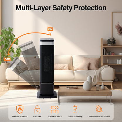 US Local 23inch Space Heaters For Indoor Use, Portable Heater With 7 Light Colors