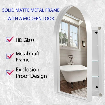 US Local 24x36 Inch Vaulted Recessed Metal Frame Bathroom Wall Cabinet With Mirror And Adjustable Shelf