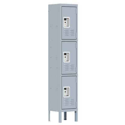 US Local Metal Lockers For Employees With 3 Door Storage Locker For Employees Gym School Home Office Garage - Assembly Required Gray