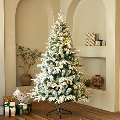 US Local 1 Piece Of 180cm - Tall White Flocked Christmas Tree, Thickened And Densified, With Lights