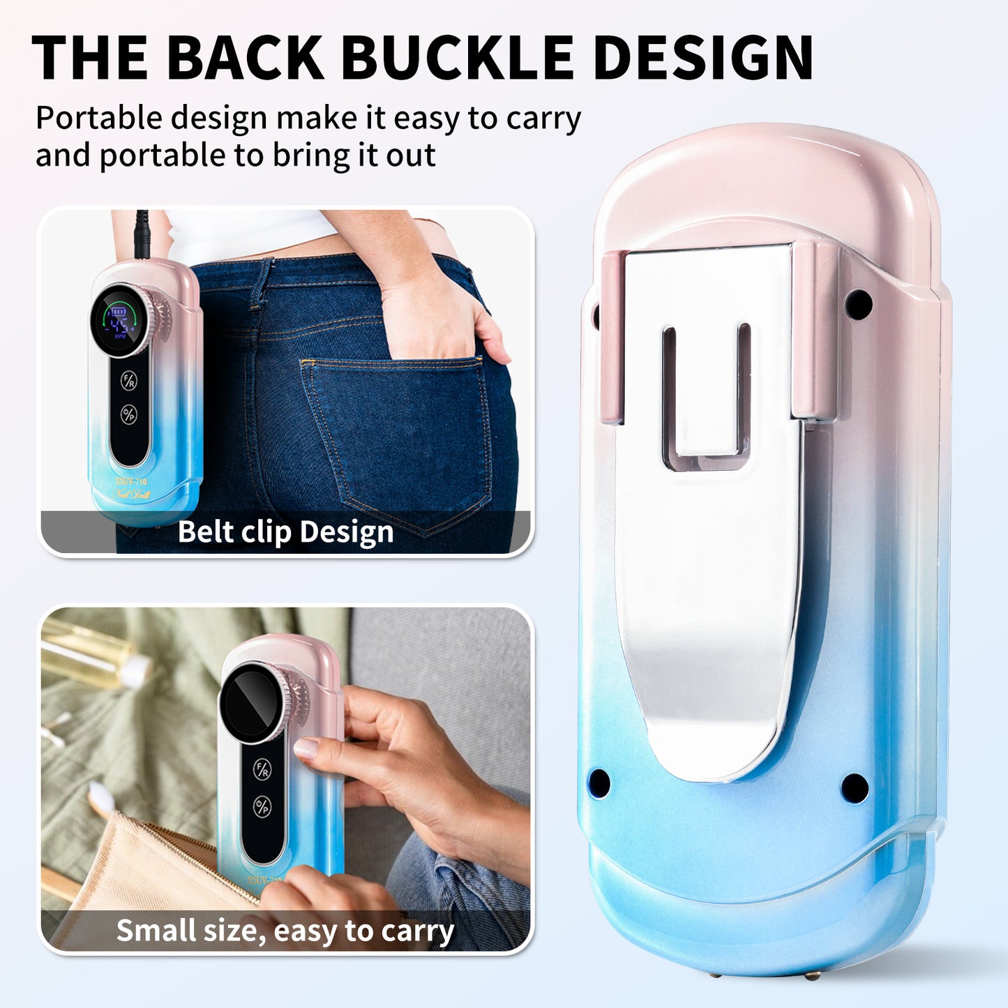 US Local Nail Drill, Portable Electric Nail File 45000RPM, Rechargeable Nail Drill Professional With Bits & Base, For Acrylic Gel Nails, E-File Machine, Manicure Polishing, For Salon Home