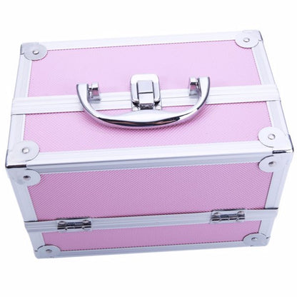 US Local Handheld Top Double Opening Aluminum Alloy Makeup Case With Mirror