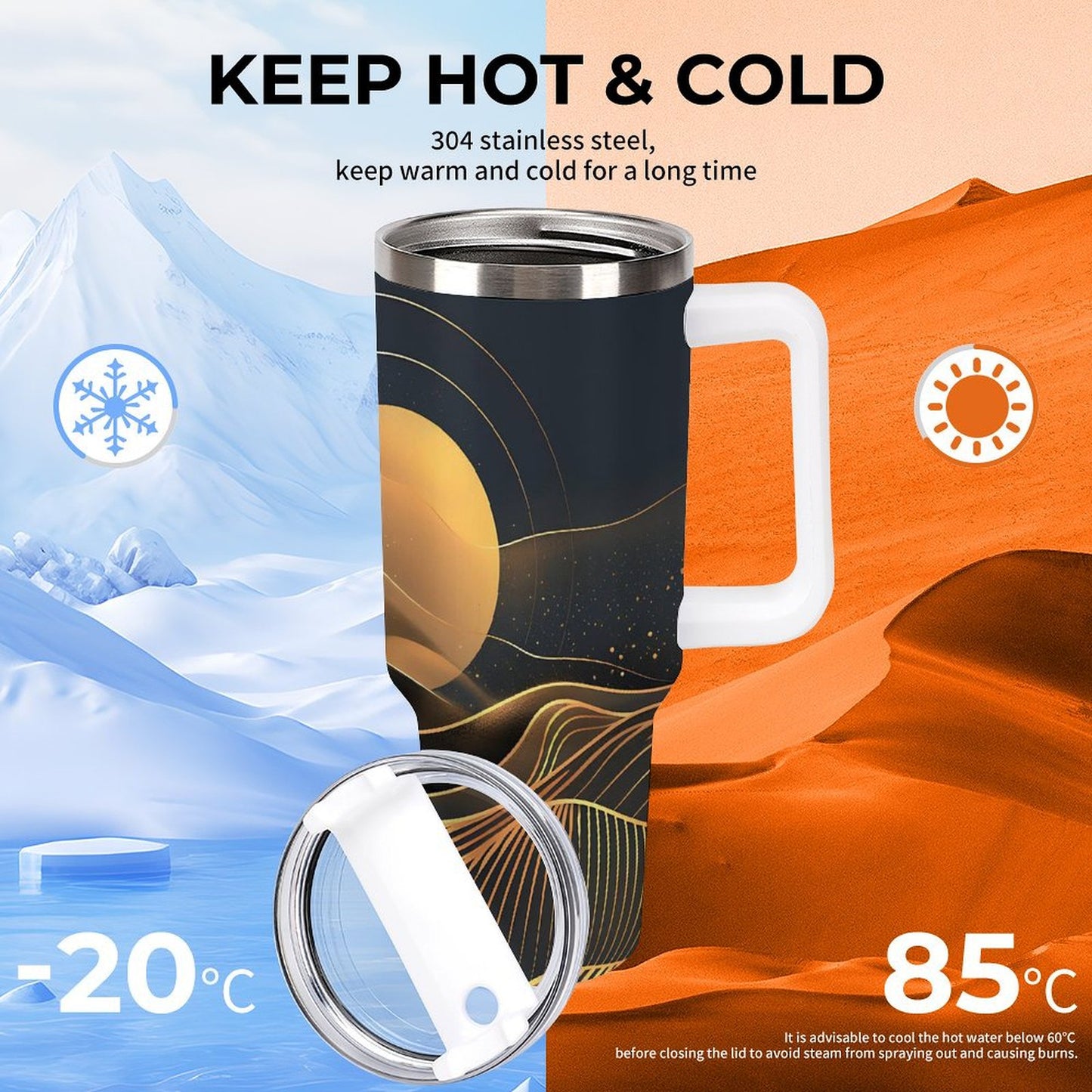 PHDT00137 POD US Local Tumbler 40 oz Large Capacity Car Cup Desert, Sunset