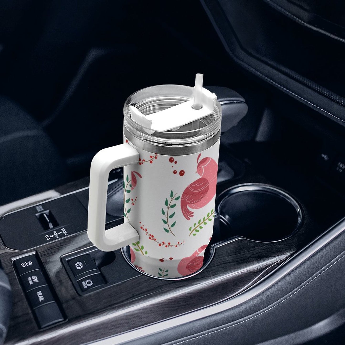 PHDT00084 POD US Local Tumbler 40 oz Large Capacity Car Cup Christmas Bird Pink Branches