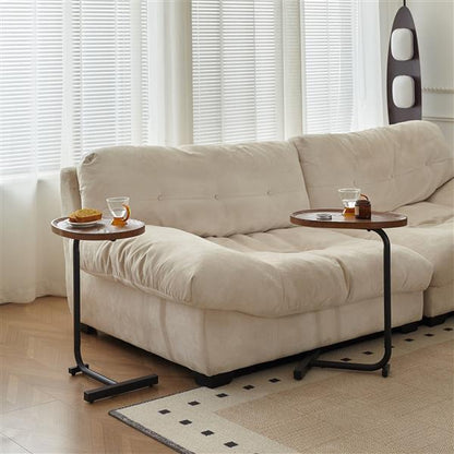 US Local Brown C-shaped Side Table, Living Room Small Sofa Table