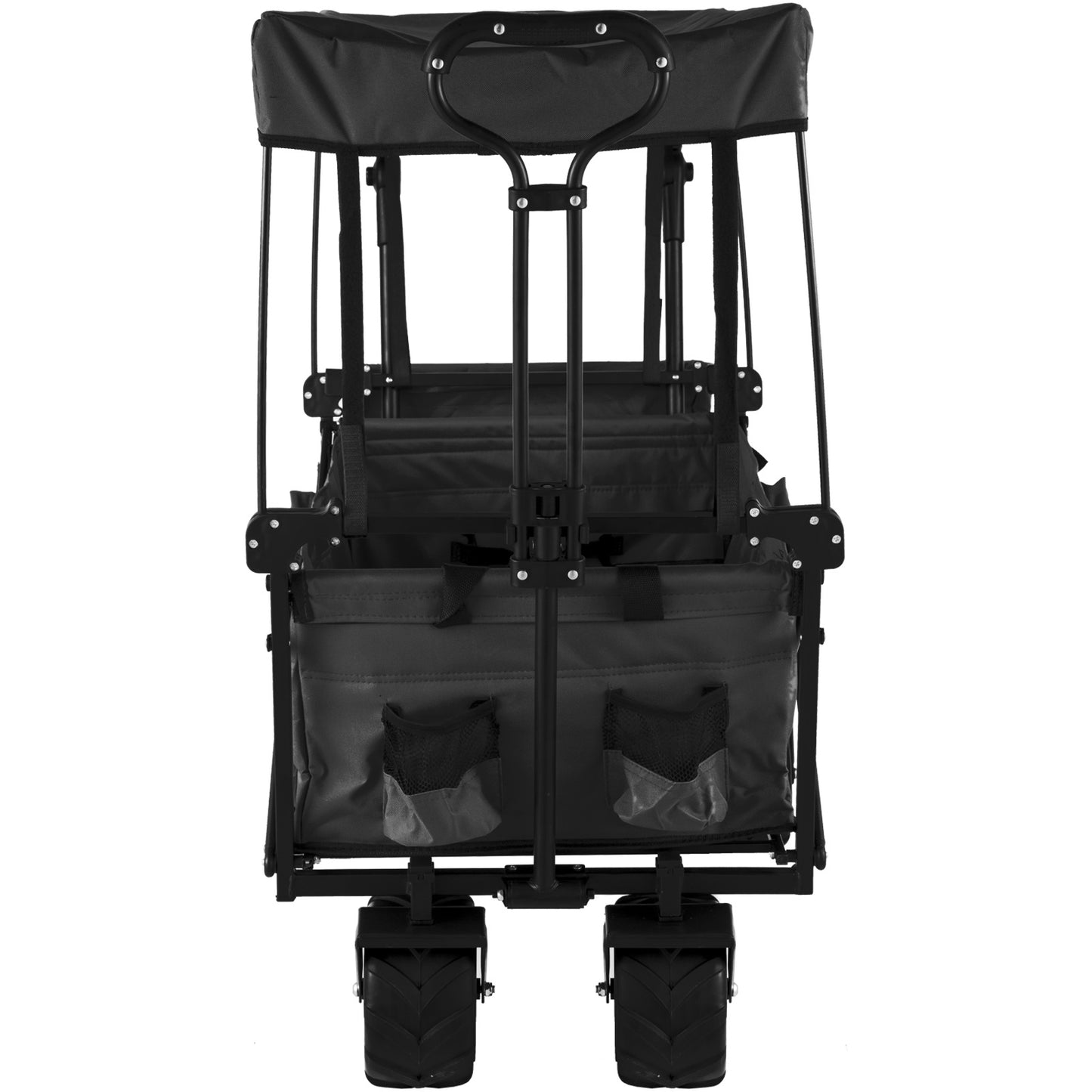 US Local VEVOR Extra Large Collapsible Garden Cart With Removable Canopy, Folding Wagon Utility Carts With Wheels And Rear Storage, Wagon Cart For Garden, Camping, Grocery Cart, Shopping Cart, Black