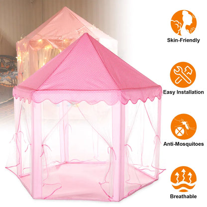 US Local Kids Play Tents Princess For Girls Princess Castle Children Playhouse Indoor Outdoor Use