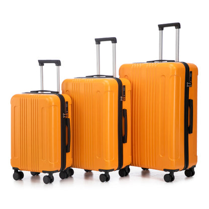 US Local 20   24  28  3 Pcs Set In ABS Spinner Wheel Luggage, Carry On Suitcase, Matching Color, TSA Combination Lock