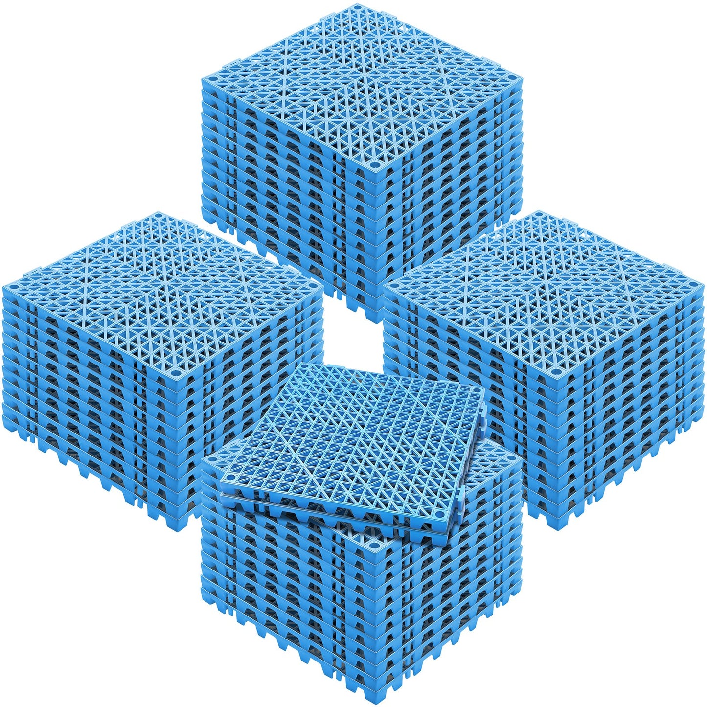 US Local VEVOR Interlocking Tile 50PCS Blue, Drainage Tiles Splicing, PVC Interlocking Drainage Floor Tiles, Non-Slip Drainage Holes For Restroom, Bathroom, Kitchen, Pool, Wet Areas