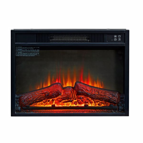 US Local 23 Inch Electric Fireplace, 3D Infrared Black Fireplace Electric Heater With Infrared Remote Control, Glass Field Of View, Adjustable Realistic Wood And Flames, Indoor, 1400W