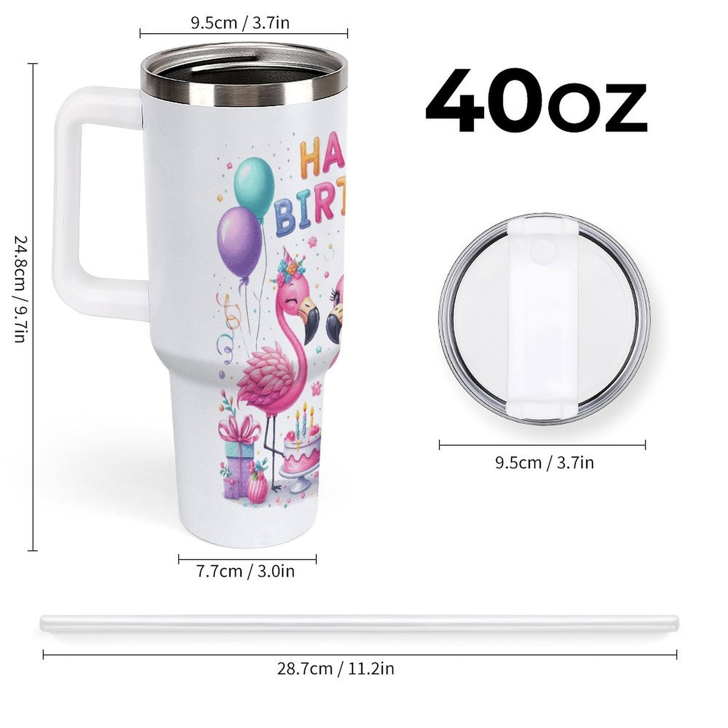 PHDT00510 POD US Local Tumbler 40oz Large Capacity Car Cup Flamingo, Birthday
