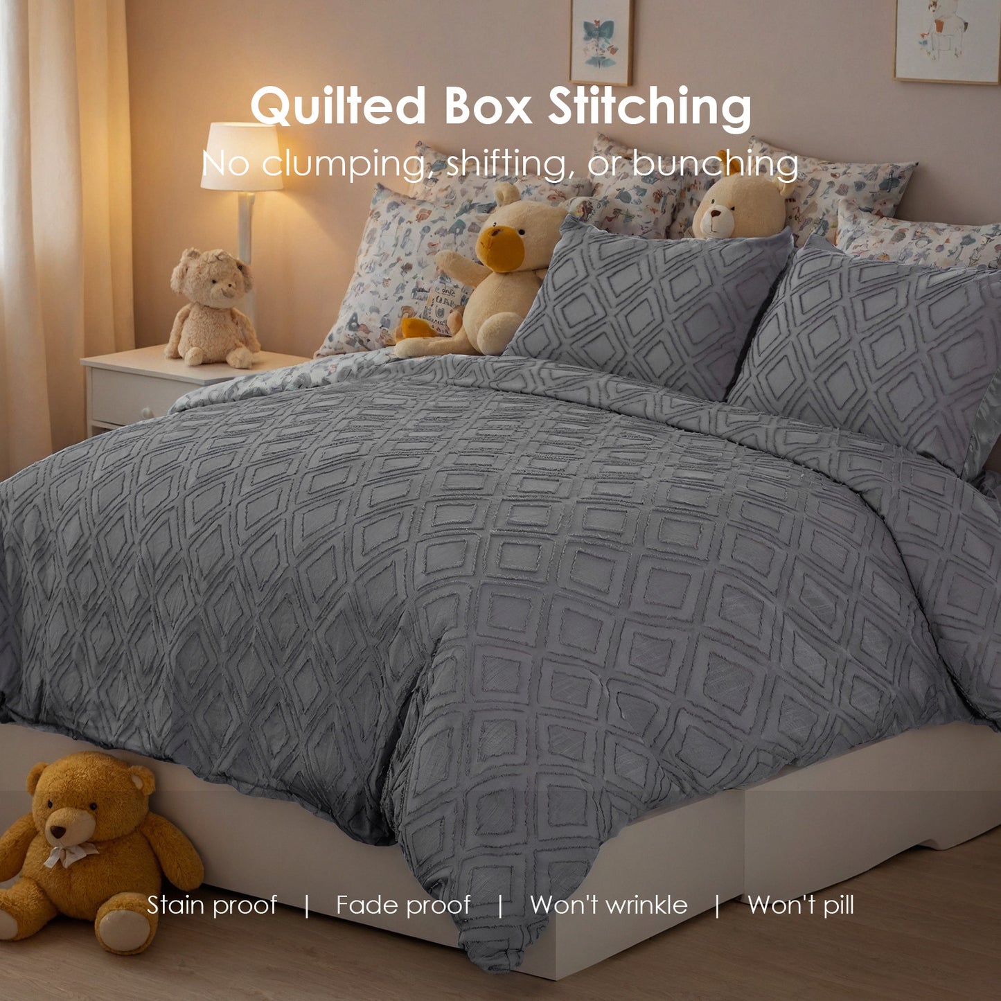 US Local Bohemian Style Quilt Cover Set, Cut Flower Quilt Cover, Tufted Quilt Cover Three-piece Set, One Quilt Cover And Two Pillowcases, Washable And Machine Washable Without Shrinkage, Suitable For Hotels