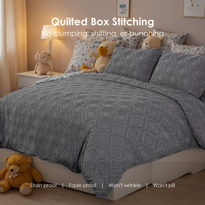 US Local Bohemian Style Quilt Cover Set, Cut Flower Quilt Cover, Tufted Quilt Cover Three-piece Set, One Quilt Cover And Two Pillowcases, Washable And Machine Washable Without Shrinkage, Suitable For Hotels