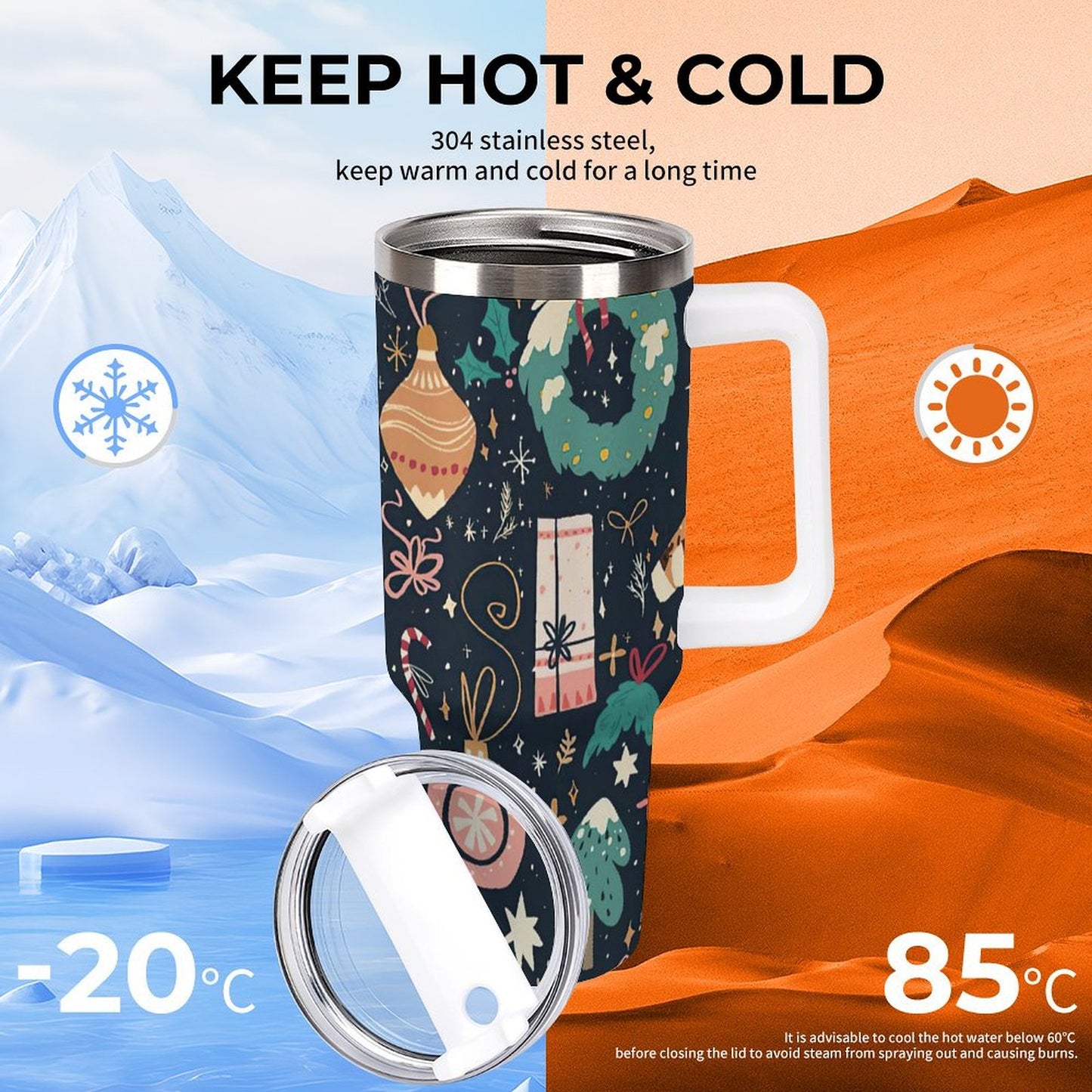 POD US Local Tumbler 40 oz Large Capacity Car Cup Christmas