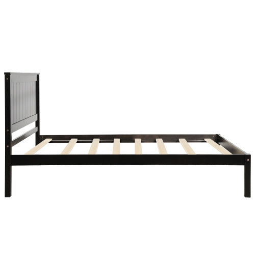 US Local Platform Bed Frame With Headboard, Wood Slat Support, No Box Spring Needed,Twin, Espresso