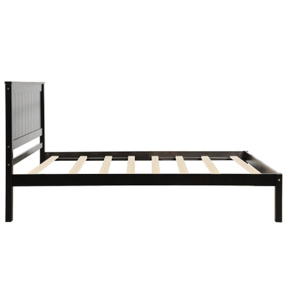 US Local Platform Bed Frame With Headboard, Wood Slat Support, No Box Spring Needed,Twin, Espresso