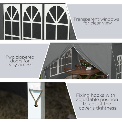 UK Local Outsunny 3 X 3 Meters Pop Up Water Resistant Gazebo Wedding Camping Party Tent Canopy Marquee With Carry Bag And 2 Windows, Grey