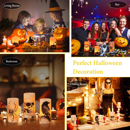 US Local 3 Pack Halloween Flameless Candle Lamp With Timer Setting Battery Operated Warm Orange Light Candles For Halloween Party Decoration