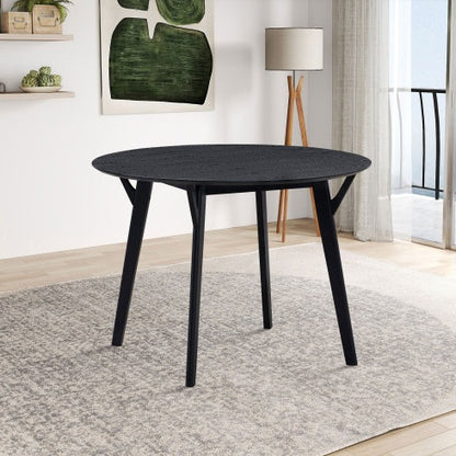 US Local 42.01 Inch Saving Place Table,Wooden Dining Table For 4 Persons,Modern Design Round Kitchen Table For Living Room,Apartment,Restaurant,Black