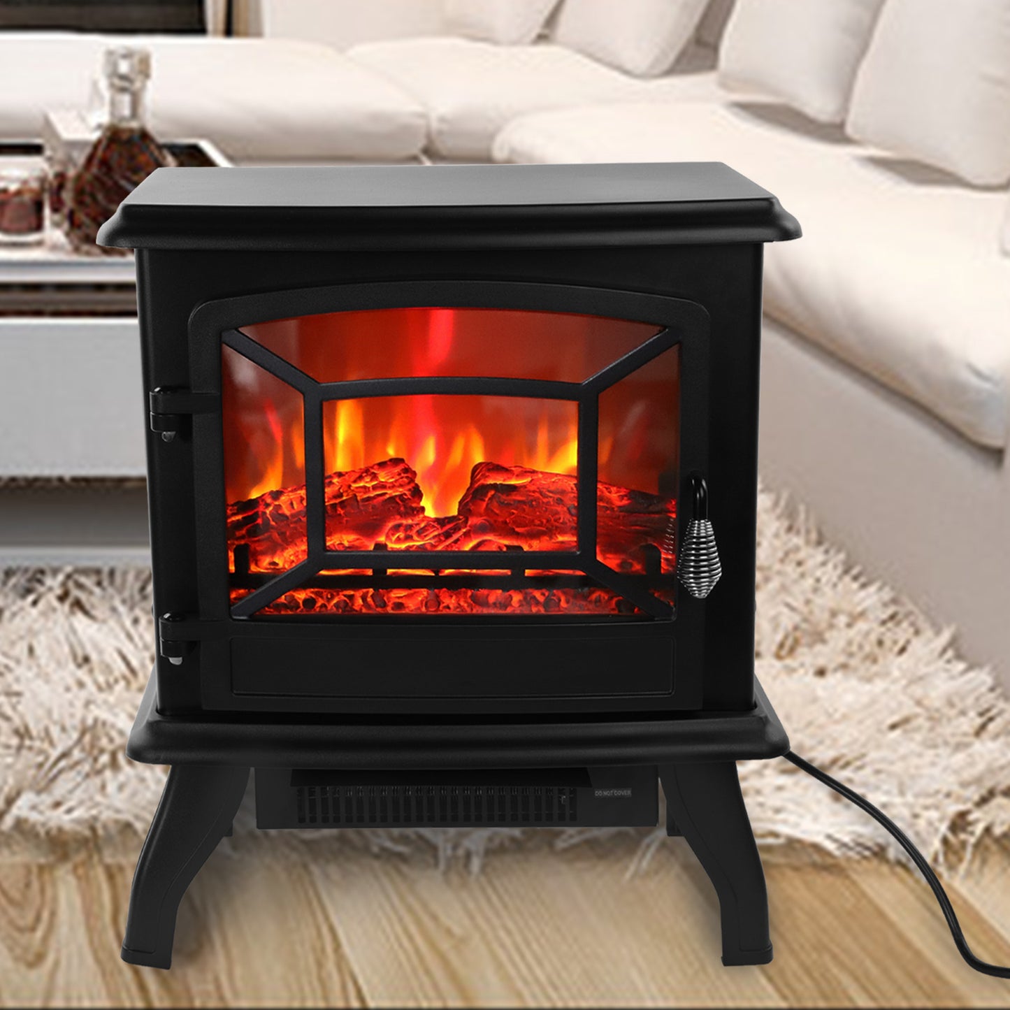 US Local US SF507-17 120V 1400W 17in Fireplace, Black, Iron Sheet, Freestanding-Fake Firewood-Heating Wire