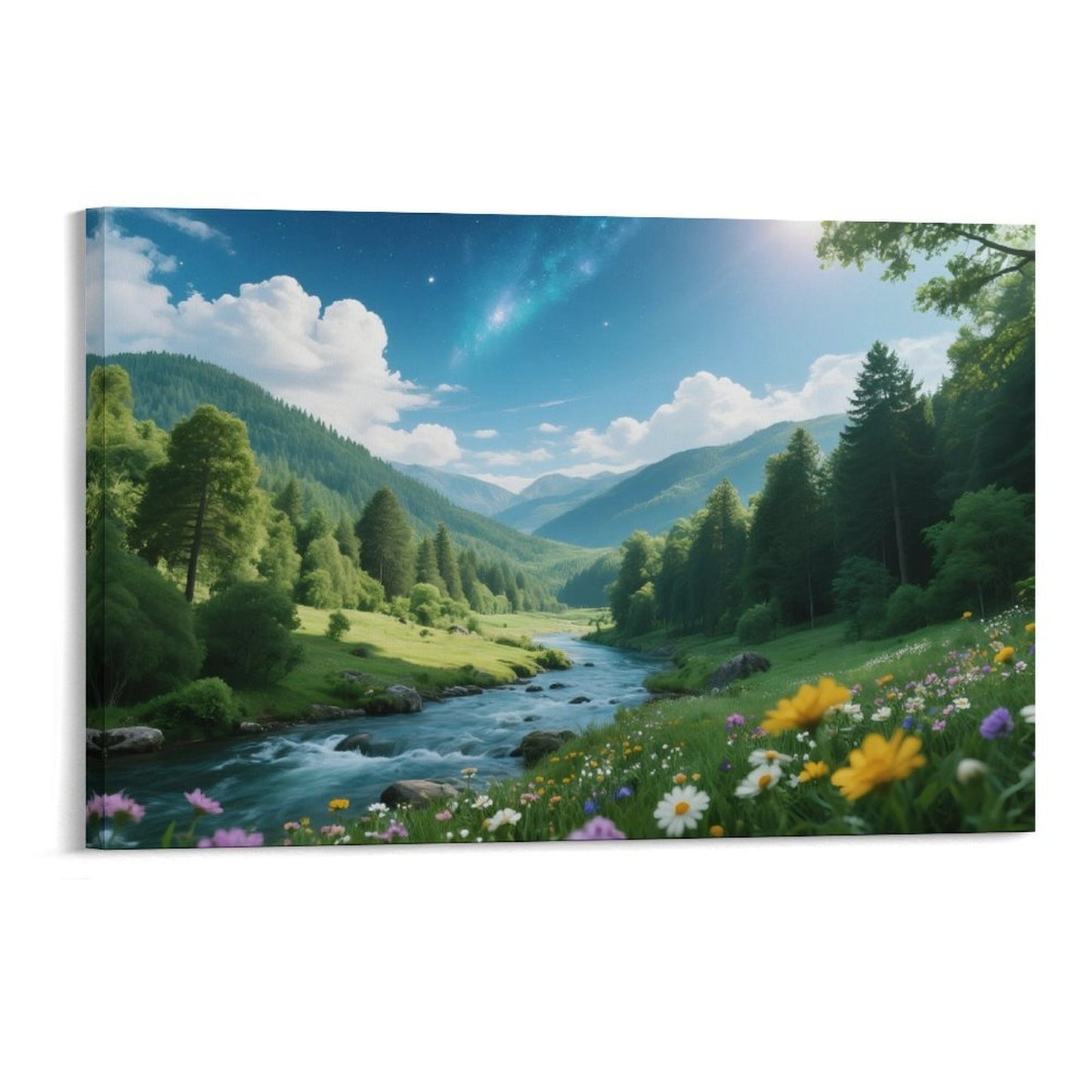 Decorative Interior Frame Painting Mountain-river-starry-summer-2