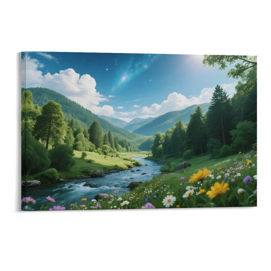 Decorative Interior Frame Painting Mountain-river-starry-summer-2