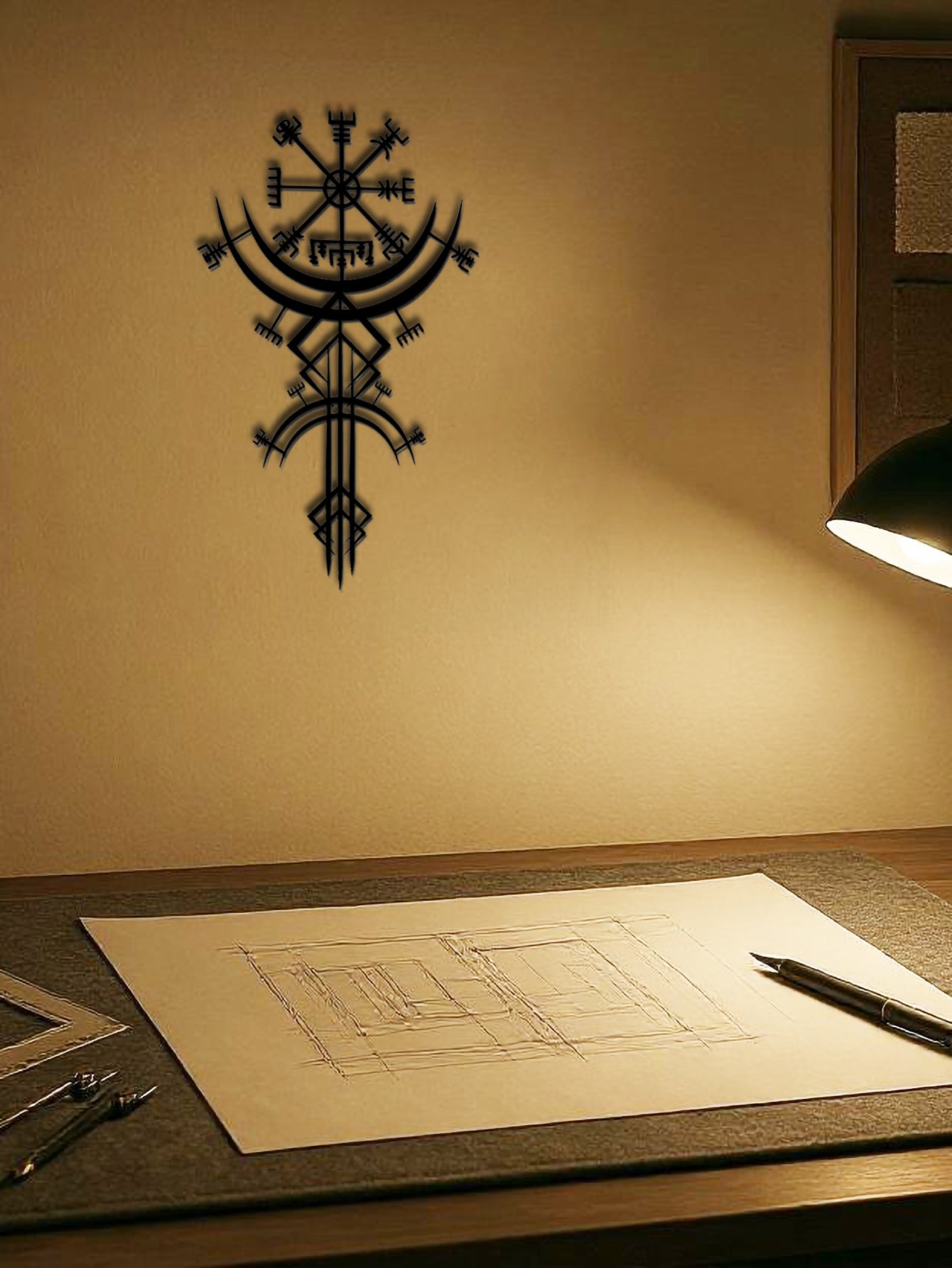 US Local Viking Metal Wall Art,Norse Rune Wall Decor,Medieval Mythology Iron Hanging