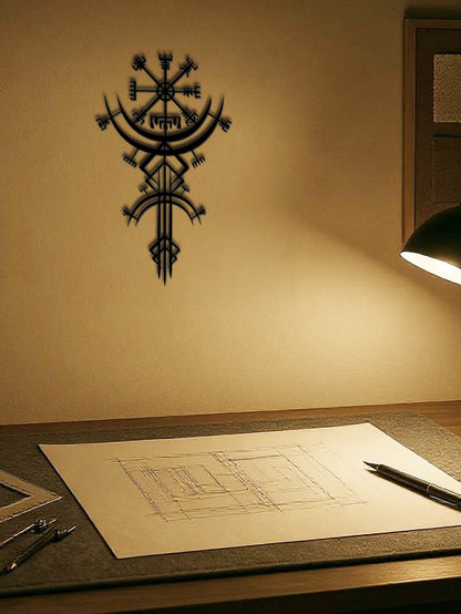 US Local Viking Metal Wall Art,Norse Rune Wall Decor,Medieval Mythology Iron Hanging