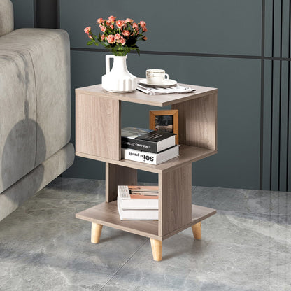 US Local 2 Pieces Wooden Modern Nightstand Set With Legs For Living Room