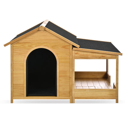US Local 60.2  Large Outdoor Dog House With Insulated Liner For Winter Waterproof Dog Kennel For Medium & Large Dogs, Dog House With Porch And Asphalt Roof And Elevated Floor, Nature