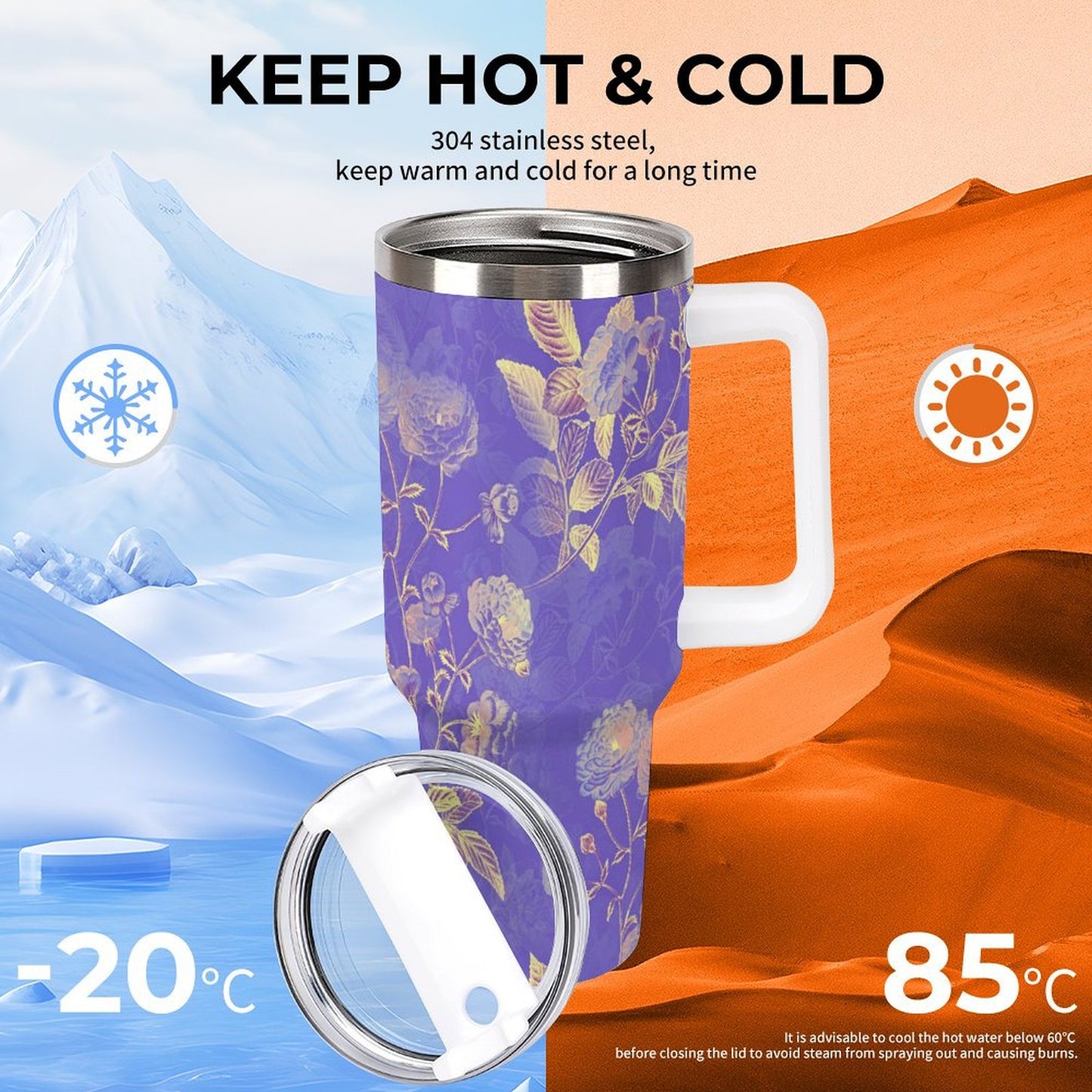 PHDT00119 POD US Local Tumbler 40 oz Large Capacity Car Cup Flowers