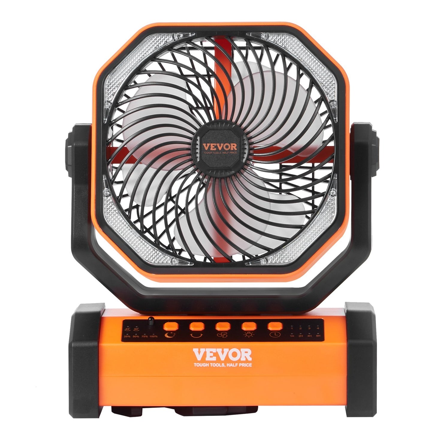 US Local VEVOR Portable Fan Rechargeable 9 Inch, Battery Powered Fan With LED Lantern, 4 Speeds Adjustable  Automatic Swivel & Timer , USB Battery Operated Fans For Travel Bedroom Home Camping Office