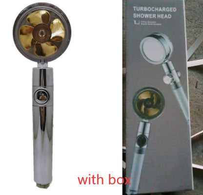 US Local Shower Head Water Saving Flow 360 Degrees Rotating With Small Fan ABS Rain High Pressure Spray Nozzle Bathroom Accessories