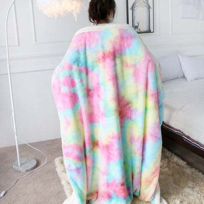 US Local 1 Piece Shaggy Blanket Plush Faux Fur Blanket For Bed Sofa Ultra Soft Luxury Sherpa Blanket Rainbow Colorful  Blanke