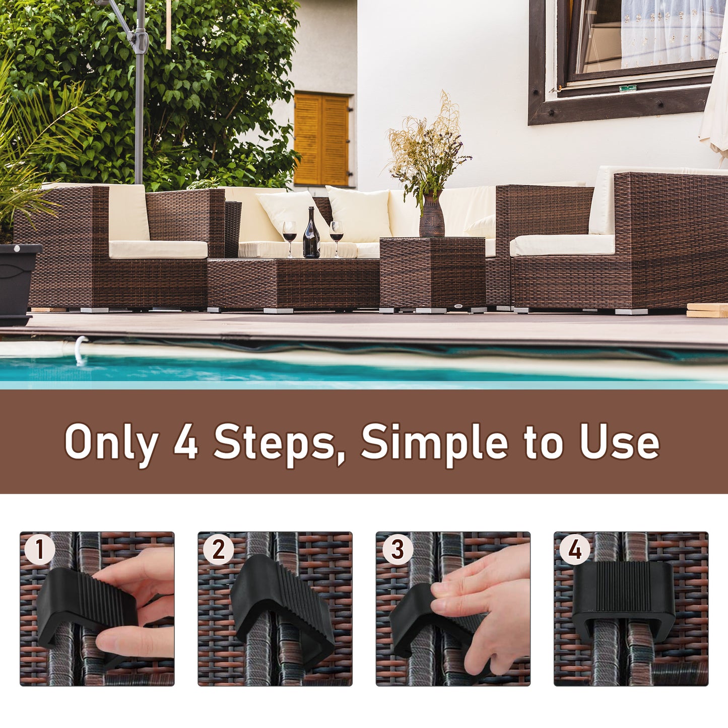 US Local Outdoor Sectional Sofa Furniture Connector Fastener Clips - Set Of 10