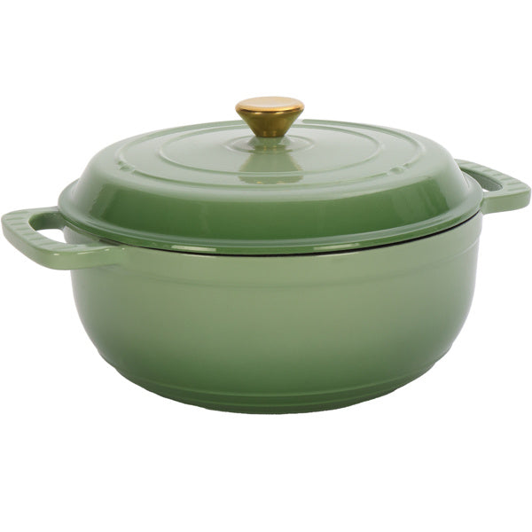 US Local Cast Iron 6QT Cookware Gradient Green With Two Silicone Gloves Enameled Pot
