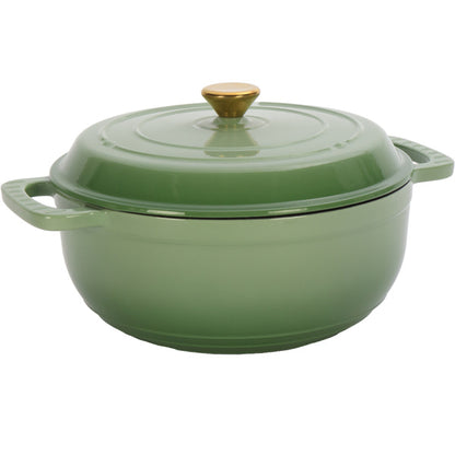 US Local Cast Iron 6QT Cookware Gradient Green With Two Silicone Gloves Enameled Pot