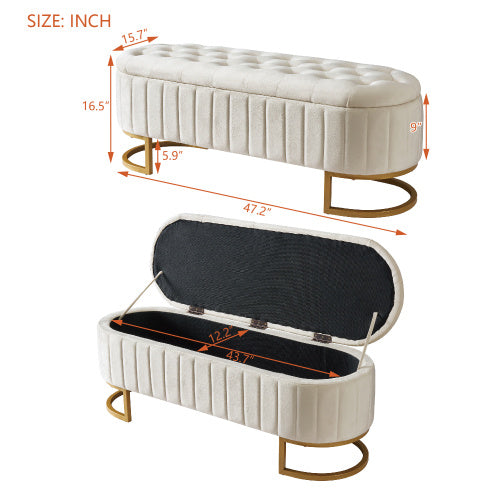 US Local Elegant Fabric Velvet Storage Footstool