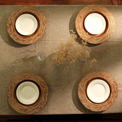 US Local Handcrafted 13 Wood Charger Plate Wooden Dinning Placemat Artisan Wood Tableware