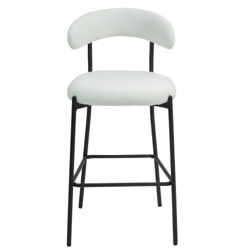 US Local 26 Counter Height Bar Stools Teddy Fabric Cover Kitchen Island Counter Bar Stool With Black Powder Coating Base And Footrest