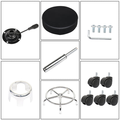 US Local Semi-PU Leather SGS Certified Air Bar Shaped Cotton 8cm Thickness Nylon Wheel 150kg Black Technician Stool Round Cushion