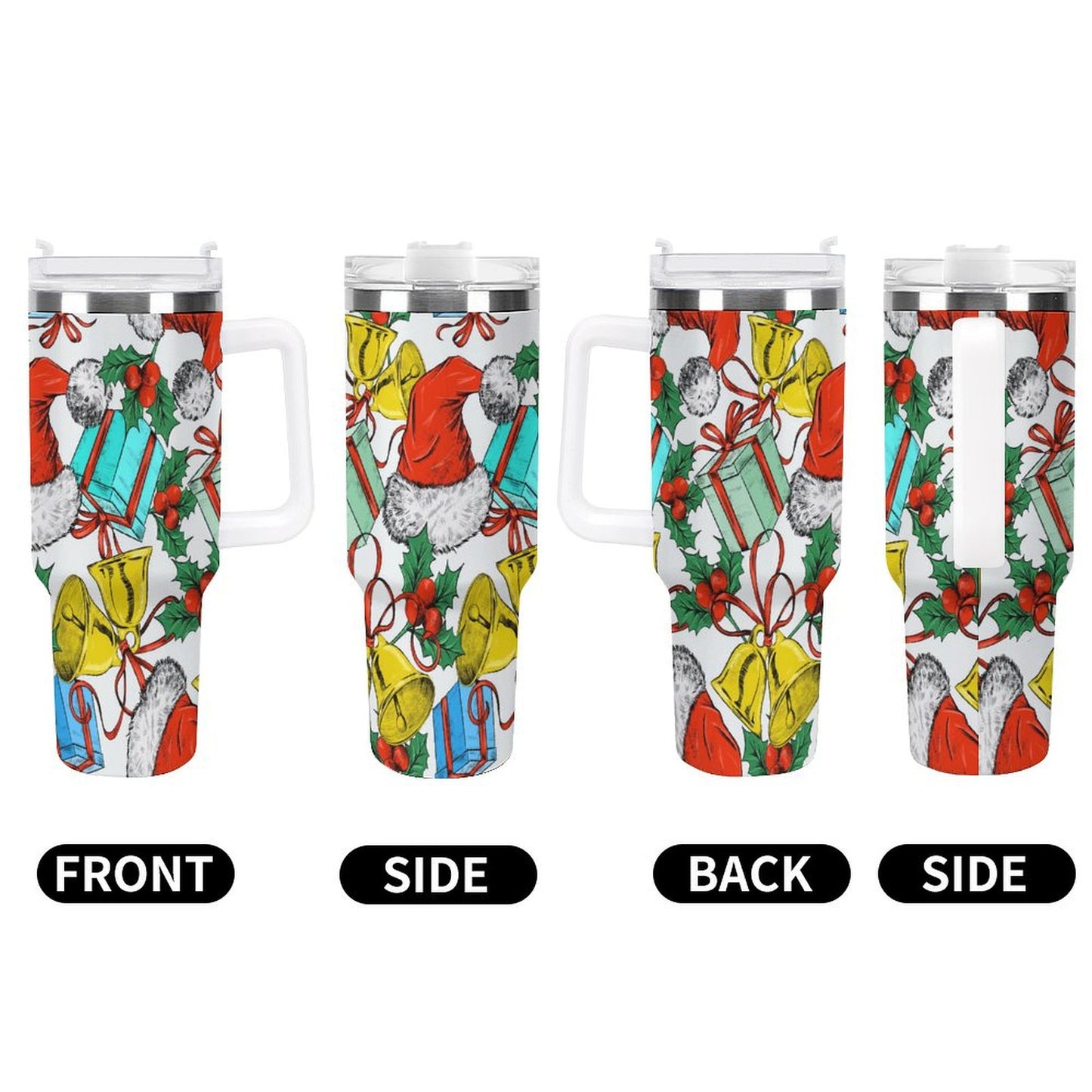 PHDT00295 POD US Local Tumbler 40 oz Large Capacity Car Cup Christmas Hats, Bells, Gifts