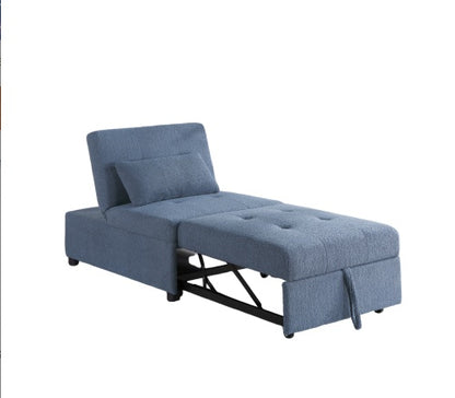 US Local Contemporary Blue Gray Sleeper Sofa Chair Pillow Plush Tufted Seat 1pc Convertible Sofa Chair Sherpa Fabric Couch