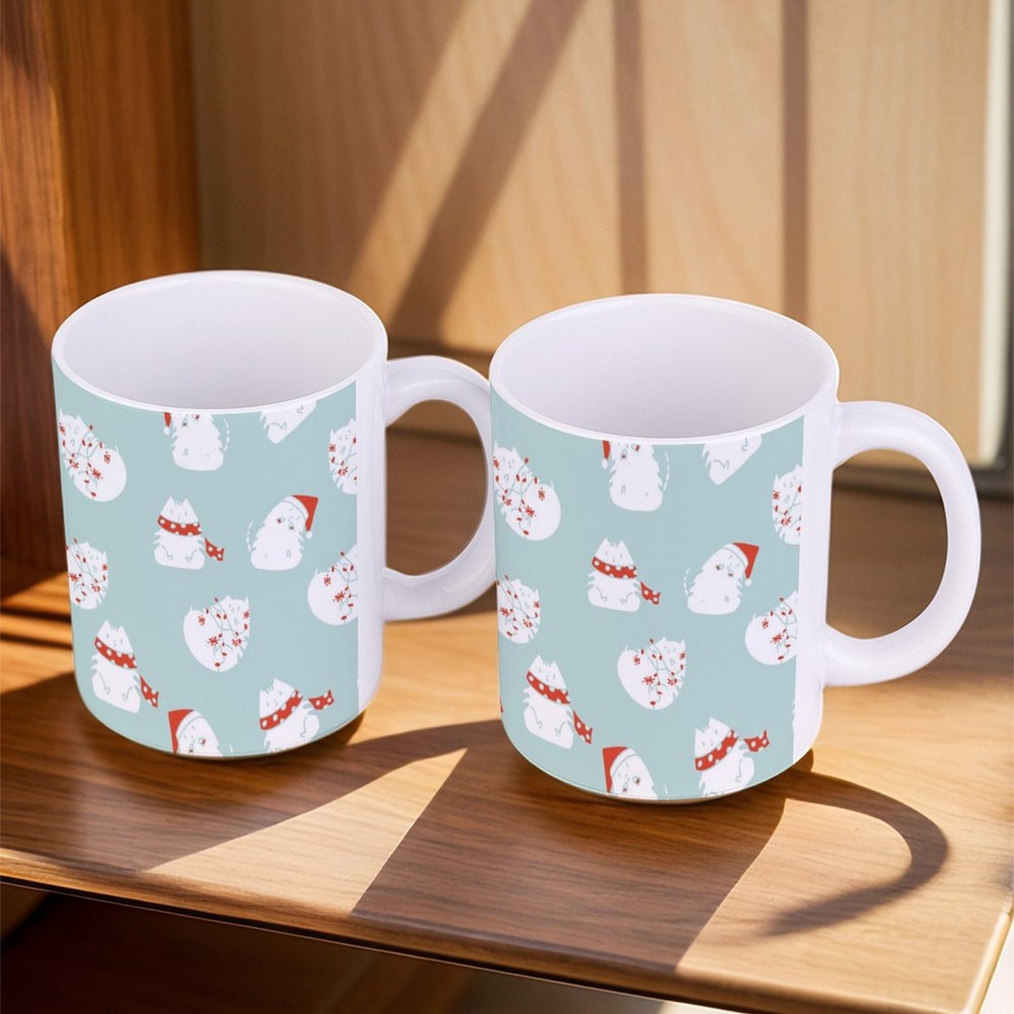 POD US Local White mug with full print, Christmas Cat 0030