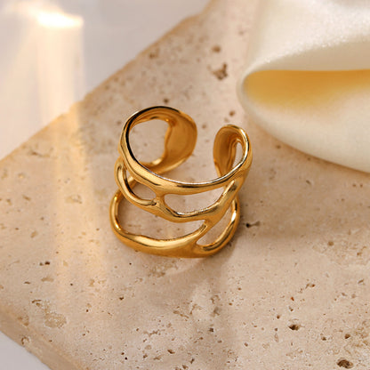 Fashion Retro Characteristic All-match Golden Open-end Hollow Ring