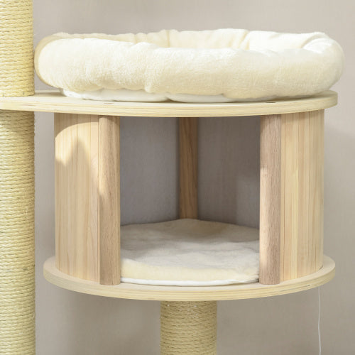 US Local PawHut 3 Level Cat Tree With Sisal Scratching Posts  Cat Badminton Toy For Playing  Soft Cushions  Play Areas