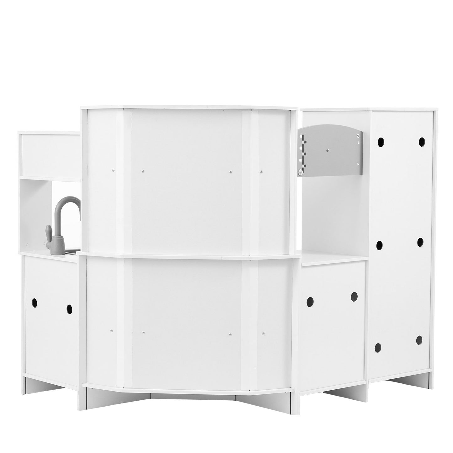 US Local Christmas Gift  VEVOR Kitchen Playset Kids Pretend Cooking Play Toy 24 Piece Accessories White