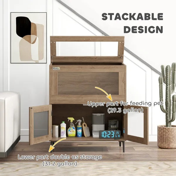 US Local 30 Gallon Stackable Reptile Tank W Storage Cabinet, Top Opening, For Bearded Dragon, Lizard, Snake, Hamster