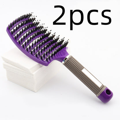 Large Curved Comb Hairbrush Boar Bristles Massage Comb Curly Hair Multifunctional Hair Brush